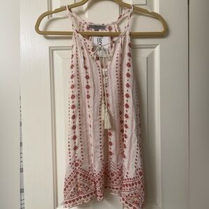 Be Cool Women's Red and Cream Patterned Tank Top Size Medium NWT